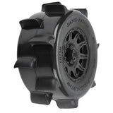 PRO1026810 Pro-Line 1/8 Sand Paw HP BELTED F/R 3.8" MT Tires Mounted 17mm Black Raid (2)-WHEELS AND TIRES-Mike's Hobby