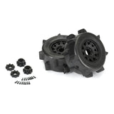 PRO1026810 Pro-Line 1/8 Sand Paw HP BELTED F/R 3.8" MT Tires Mounted 17mm Black Raid (2)-WHEELS AND TIRES-Mike's Hobby