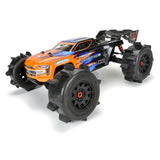 PRO1026810 Pro-Line 1/8 Sand Paw HP BELTED F/R 3.8" MT Tires Mounted 17mm Black Raid (2)-WHEELS AND TIRES-Mike's Hobby
