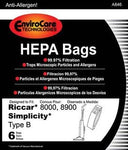Envirocare Riccar Type B Bags for 8000, 8900 HEPA 6 Pack-VACUUM BAG-Mike's Hobby