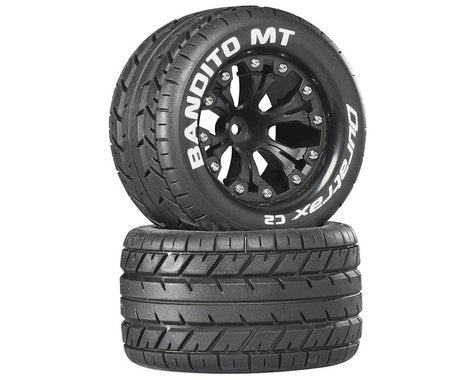 DuraTrax Bandito 2.8" Mounted Nitro Rear Truck Tires (Black) (2) (1/2 Offset) w/12mm Hex-WHEELS AND TIRES-Mike's Hobby