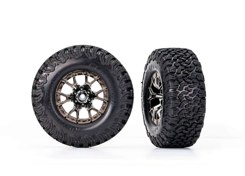 TRA10186-BLKCR Traxxas Ford Raptor R Black Front Wheels with BFG Tires (2)-WHEELS AND TIRES-Mike's Hobby