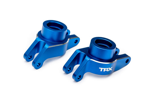TRA10252-BLUE Blue Aluminum Stub Axle Carriers (L&R)-PARTS-Mike's Hobby