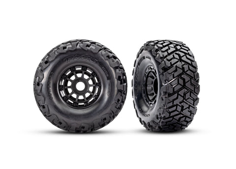 TRA10272 TIRES & WHEELS BLACK WHEEL MAXX SC TIRES (L&R)-WHEELS AND TIRES-Mike's Hobby