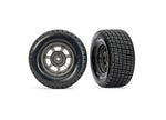 TRA10473X Dirt Oval Gray Front Wheels w/ Hoosier Tires (2)-WHEELS AND TIRES-Mike's Hobby