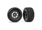 TRA10474X Dirt Oval Gray Rear Wheels w/ Hoosier Tires (2)-WHEELS AND TIRES-Mike's Hobby