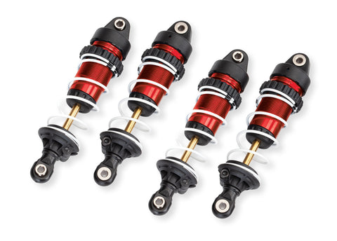 TRA10765-RED Red Aluminum Mini GTR Long Shocks & Springs (4)-PARTS-Mike's Hobby