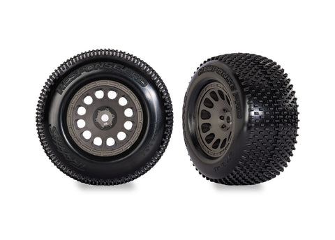 TRA10774-GRAY Gray Mini XRT Wheels w/ Response Pro Tires (2)-WHEELS AND TIRES-Mike's Hobby