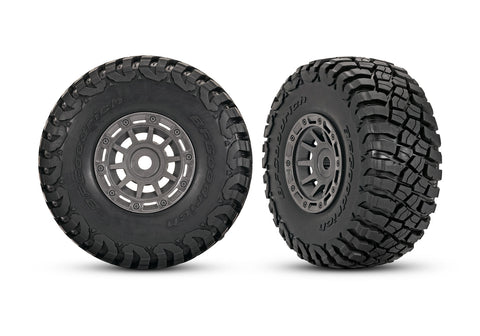 TRA10870-GRAY 1.4" Gray Wheels w/ BFG Mud-Terrain Tires (2)-WHEELS AND TIRES-Mike's Hobby