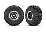 TRA10870-STBLK 1.4" Black & Chrome Wheels w/ BFG Mud-Terrain Tires (2)-WHEELS AND TIRES-Mike's Hobby