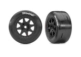 TRA10875-BLK Black Rear Mini Rally Wheels w/ Slick Tires (Soft) (2)-WHEELS AND TIRES-Mike's Hobby
