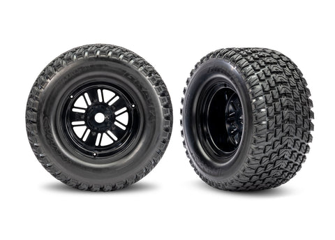 TRA10947 Black Rear Funco Wheels & Gravix Tires (2)-WHEELS AND TIRES-Mike's Hobby