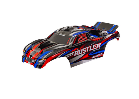 TRA3721-RED BODY RUSTLER 2WD RED CLIPLESS-BODIES-Mike's Hobby