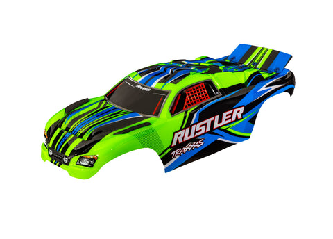 TRA3734-GRN BODY RUSTLER 2WD GREEN CLIPLESS-BODIES-Mike's Hobby
