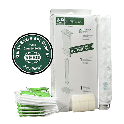 SEBO 5828ER Service Box with Sealing Strip for X Series Vacuum with 8 Filter Bags, Exhaust Filter, Electrostatic Microfilter and Sealing Strip-SEBO BAGS-Mike's Hobby