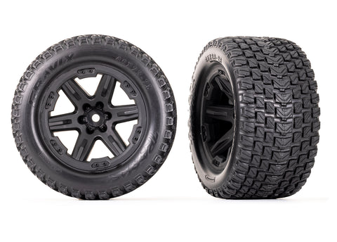 TRA6764 Tires & wheels, assembled, glued (2.8") (RXT black wheels, Gravix® tires, foam inserts)-WHEELS AND TIRES-Mike's Hobby