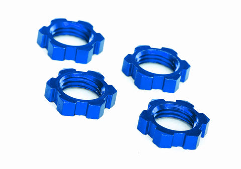 TRA7758 Serrated 17 mm Blue Aluminum Splined Wheel Nuts (4)-PARTS-Mike's Hobby