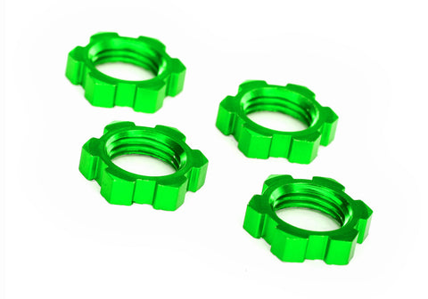 TRA7758G Serrated 17 mm Green Aluminum Splined Wheel Nuts (4)-PARTS-Mike's Hobby