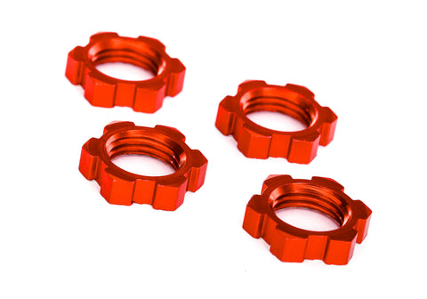 TRA7758R Serrated 17 mm Red Aluminum Splined Wheel Nuts (4)-PARTS-Mike's Hobby