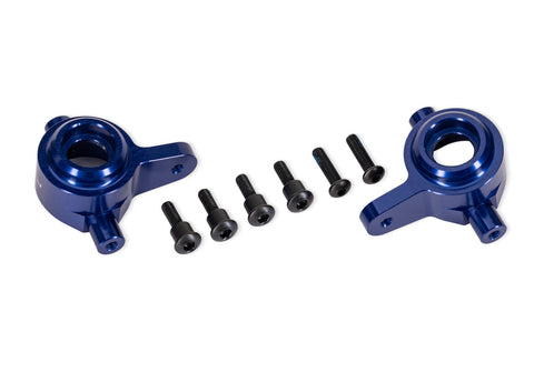 TRA9064-BLUE Blue Aluminum Steering Blocks (L&R)-PARTS-Mike's Hobby