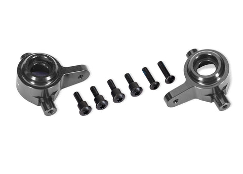 TRA9064-GRAY Gray Aluminum Steering Blocks (L&R)-PARTS-Mike's Hobby