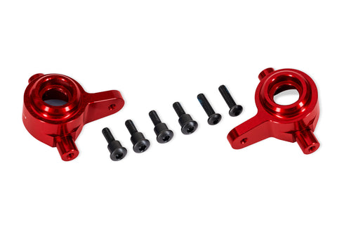 TRA9064-RED Red Aluminum Steering Blocks (L&R)-PARTS-Mike's Hobby