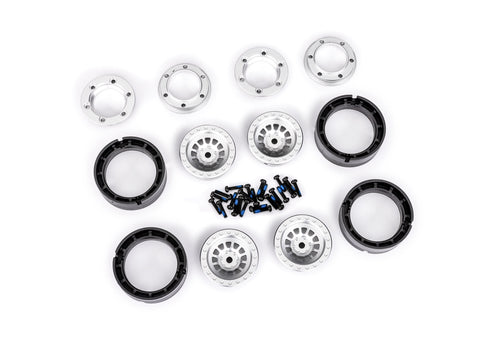 TRA9881-SLVR TRX-4M 1" Silver Aluminum Beadlock Wheels (4)-WHEELS AND TIRES-Mike's Hobby