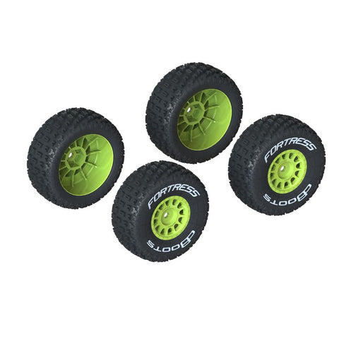 ARA550115 dBoots 'FORTRESS' Tire Set Glued, Yellow (2 Pairs)-WHEELS AND TIRES-Mike's Hobby