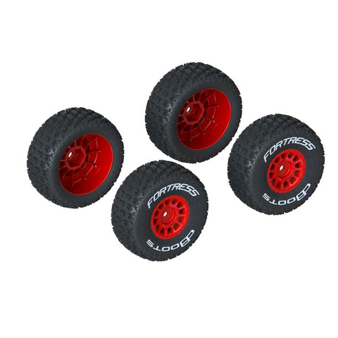 ARA550116 dBoots 'FORTRESS' Tire Set Glued, Red (2 Pairs)-WHEELS AND TIRES-Mike's Hobby