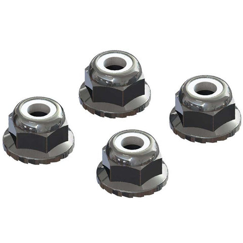 ARAC9699 AR708008 7mm Flanged Nyloc Locknut, Silver (4)-HARDWARE-Mike's Hobby