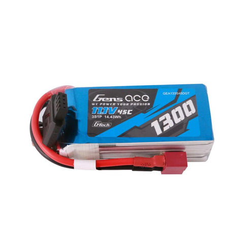 GEA133S45DGT Gens Ace 11.1V 1300mAh 3S 45C G-Tech Smart LiPo Battery: Deans-LiPo Battery-Mike's Hobby
