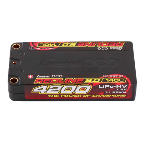 GEA42002S14D5 7.6V 4200mAh 2S 140C LiHV: 5.0mm Bullet redline 2.0-LiPo Battery-Mike's Hobby