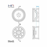HRASXTY919H01 HOT RACING .7" Brass CL 9.3g Wheels, 1/30 Axial SCX30, Black Chrome (4)-WHEELS AND TIRES-Mike's Hobby