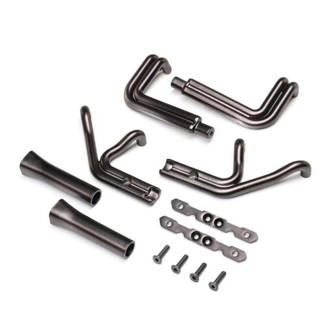 LOS-1896 Header Set, Black Chrome: 22S Sprint-PARTS-Mike's Hobby