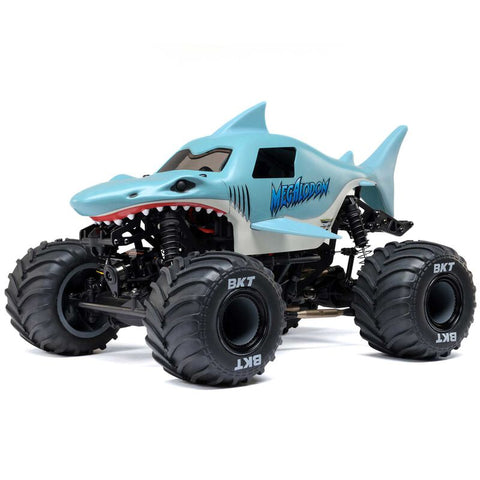 LOS01026T3 1/18 Mini LMT Megalodon 2S 4X4 RTR Brushed Monster Truck (Battery & Charger Included), Blue-Cars & Trucks-Mike's Hobby
