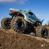 LOS01026T3 1/18 Mini LMT Megalodon 2S 4X4 RTR Brushed Monster Truck (Battery & Charger Included), Blue-Cars & Trucks-Mike's Hobby