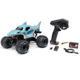 LOS01026T3 1/18 Mini LMT Megalodon 2S 4X4 RTR Brushed Monster Truck (Battery & Charger Included), Blue-Cars & Trucks-Mike's Hobby