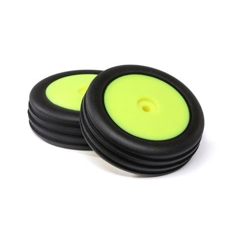 LOS41048 Wide Body Rib, Front, Mounted Tires, Yellow (2): Mini B-WHEELS AND TIRES-Mike's Hobby