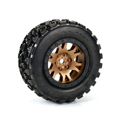 PRO1013115 Pro-Line Limited Edition Badlands MX43 Pro-Loc F/R Mounted 24mm Bronze/Black Impulse (2): X-MAXX-WHEELS AND TIRES-Mike's Hobby