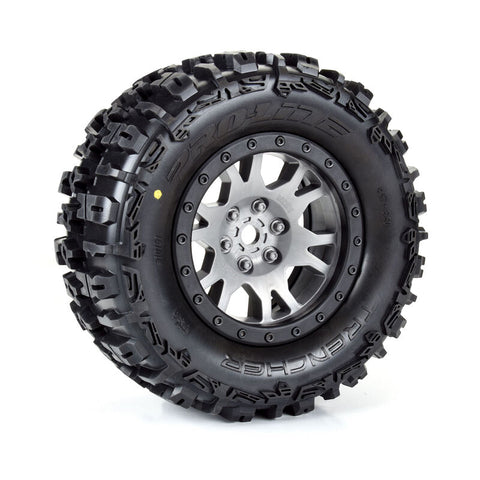 PRO1015114 Pro-Line Limited Edition Trencher Pro-Loc F/R Mounted 24mm Gray/Black Impulse (2): X-MAXX-WHEELS AND TIRES-Mike's Hobby