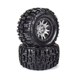 PRO1015114 Pro-Line Limited Edition Trencher Pro-Loc F/R Mounted 24mm Gray/Black Impulse (2): X-MAXX-WHEELS AND TIRES-Mike's Hobby