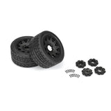 PRO1020511 PRO-LINE 1/6 Menace HP BELTED F/R 5.7” Tires MTD 24mm Black Raid 8x48 Hex (2)-WHEELS AND TIRES-Mike's Hobby