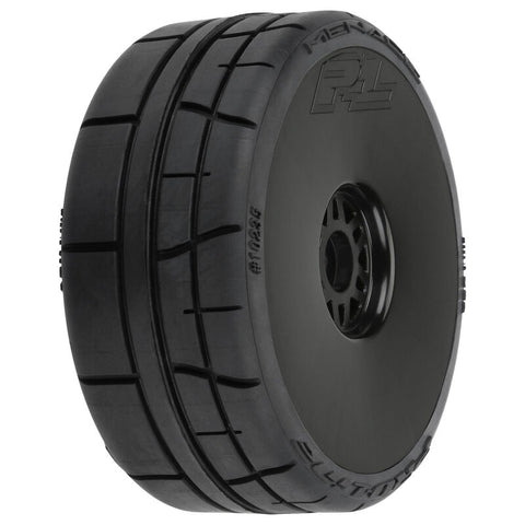 PRO1023510 1/8 Menace HP BELTED Speed Run F/R Tires Mounted 17mm Black (2)-WHEELS AND TIRES-Mike's Hobby