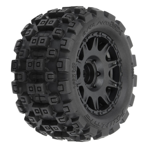 PRO1024110 Pro-Line 1/18 Badlands MX 1.85" F/R MTD 12mm Black Raid: Granite GROM-WHEELS AND TIRES-Mike's Hobby