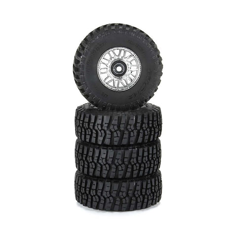 PRO1028810 Pro-Line Flat Iron Front/Rear Tires Mounted 12mm Hex Chrome Diablo (4): TYPHON GROM-WHEELS AND TIRES-Mike's Hobby