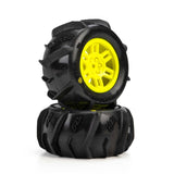 PRO1031212 Pro-Line Racing 1/16 Dumont Front/Rear Paddle Tires Mounted 12mm Yellow Split Six (2): ARRMA MINI KRATON