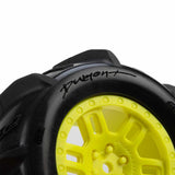 PRO1031212 Pro-Line Racing 1/16 Dumont Front/Rear Paddle Tires Mounted 12mm Yellow Split Six (2): ARRMA MINI KRATON