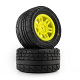PRO1034512 Pro-Line Racing 1/16 Menace Front/Rear Street Tires Mounted 12mm Yellow Split Six (2): ARRMA MINI KRATON