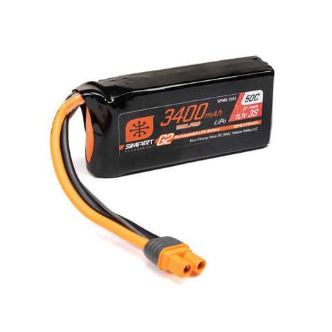 SPMX-1047 11.1V 3400mAh 3S 50C Smart G2 Trail Pro LiPo Battery: IC3-LiPo Battery-Mike's Hobby