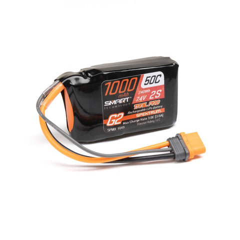 SPMX-1049 Spektrum 7.4V 1000mAh 2S 50C Smart G2 Trail Pro LiPo Battery: IC2-LiPo Battery-Mike's Hobby